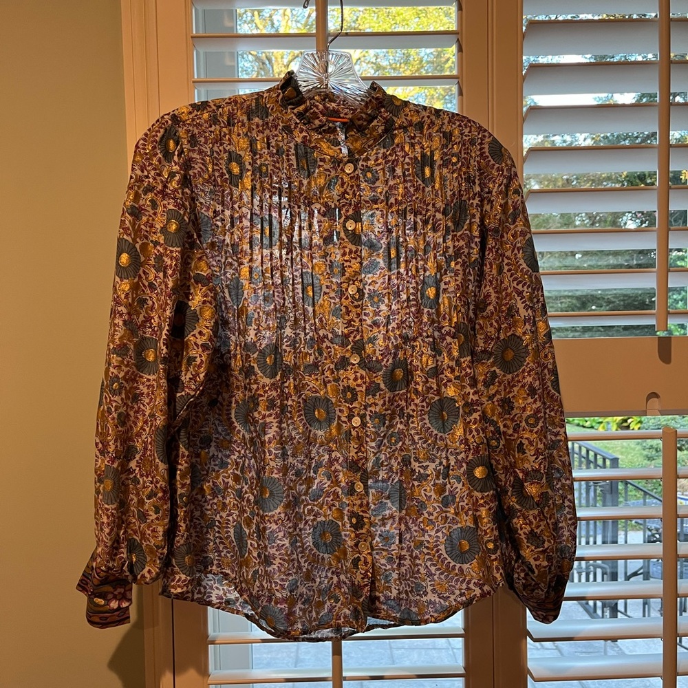 Oliphant Button Down, Woodland Mocha. Size Small